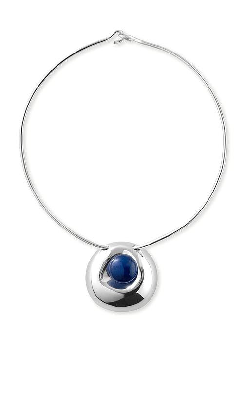 eliou marie necklace in metallic silver.
