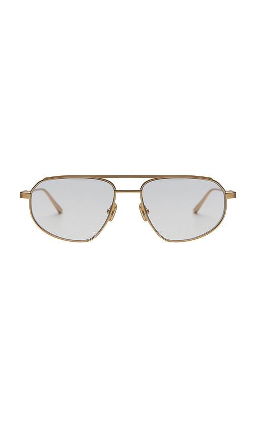 elisa johnson remy eyeglasses in metallic gold.