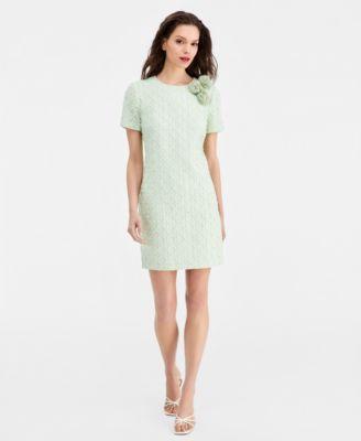 eliza j womens pom pom textured dress