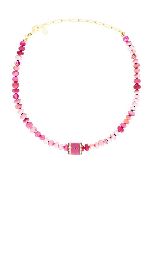 elizabeth cole chroma necklace in pink.