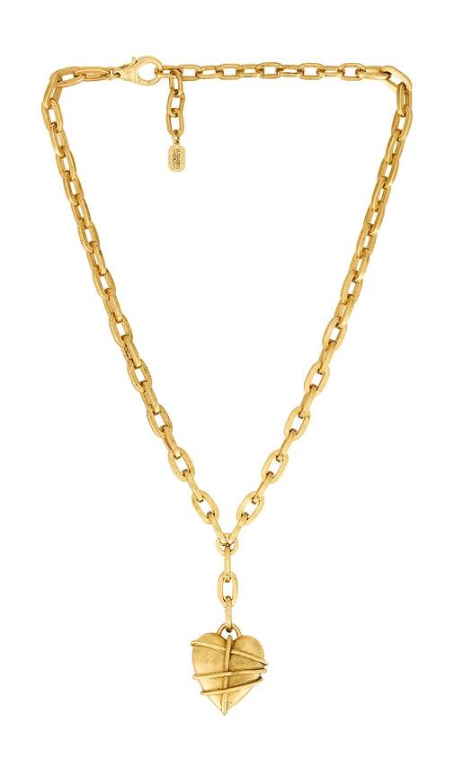 elizabeth cole doralia necklace in metallic gold.