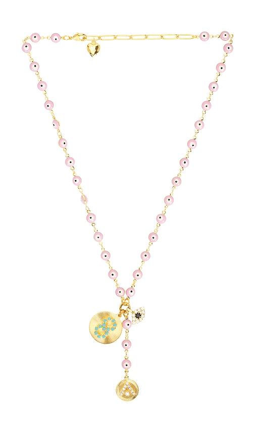elizabeth cole galia necklace in pink.