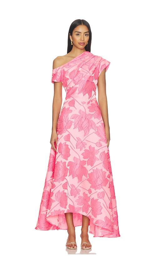elliatt dionne asymmetrical maxi gown in pink. - size m (also in s, xs)