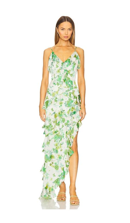 elliatt tess asymmetrical maxi dress in green. - size l (also in xs, m, xl)