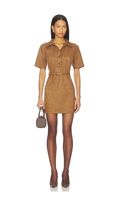 elodie the label ace faux suede mini dress in brown. - size s (also in xs)