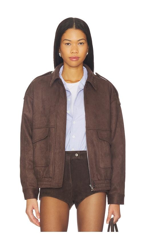 elodie the label elio faux suede jacket in chocolate. - size s (also in xs)