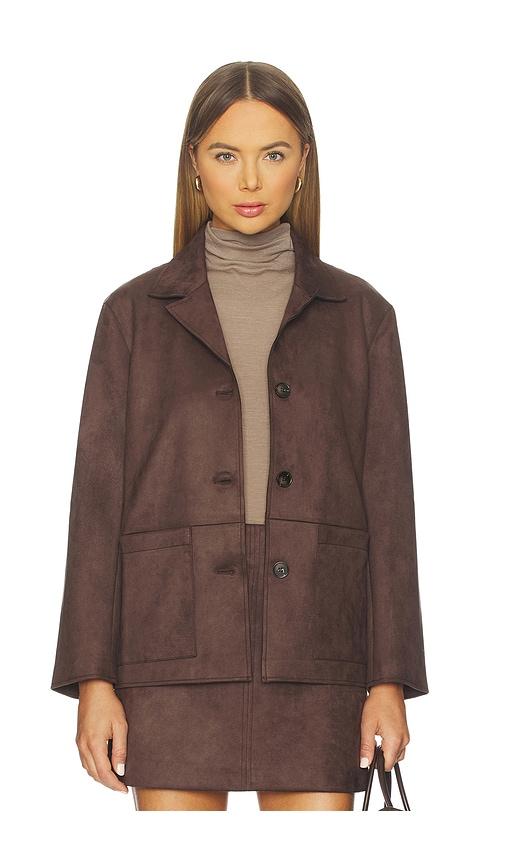 elodie the label elodie hayes faux suede jacket in brown. - size l (also in s, xs, m)