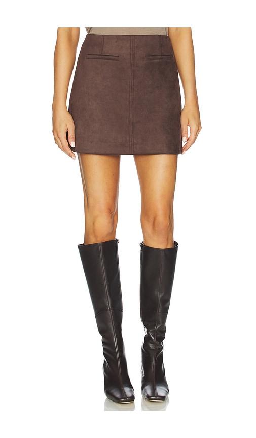 elodie the label elodie mina faux suede mini skirt in brown. - size s (also in xs)