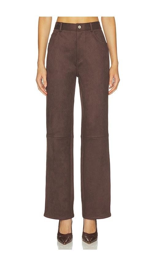 elodie the label etienne faux suede pant in chocolate. - size l (also in s, xs, m, xl)
