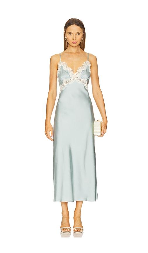 elodie the label evy satin slip dress in baby blue. - size l (also in xl)