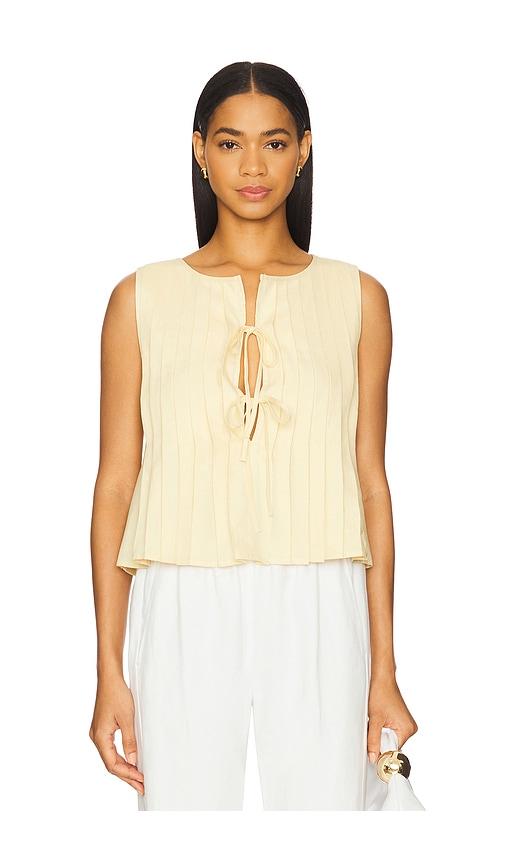 elodie the label kali linen top in lemon. - size m (also in s, xs)