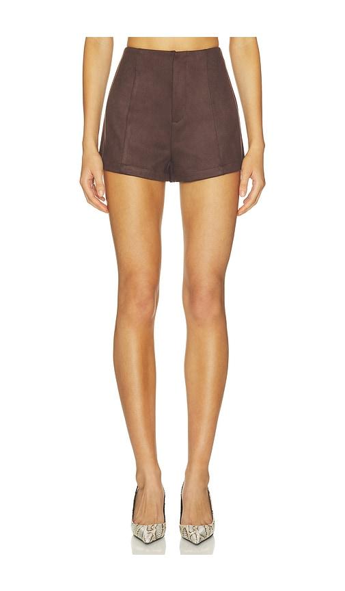 elodie the label marais faux suede shorts in chocolate. - size l (also in m, s, xs)