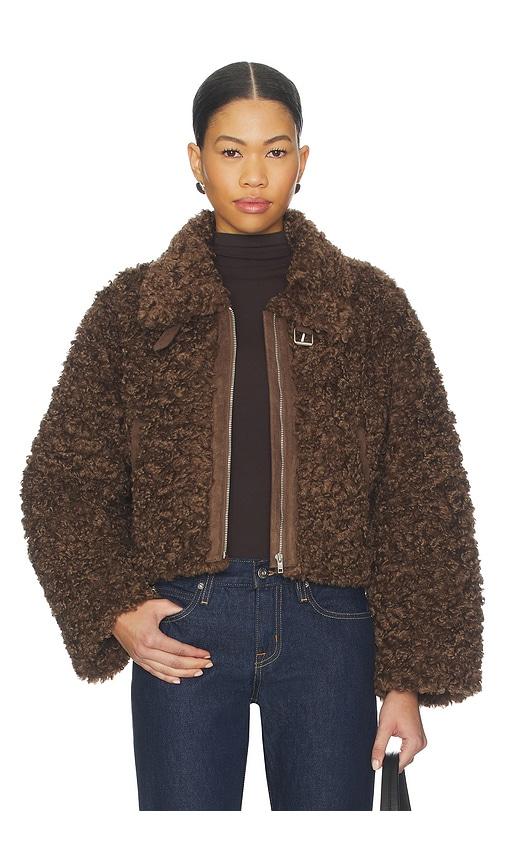 elodie the label rio faux fur jacket in brown. - size s (also in xs)