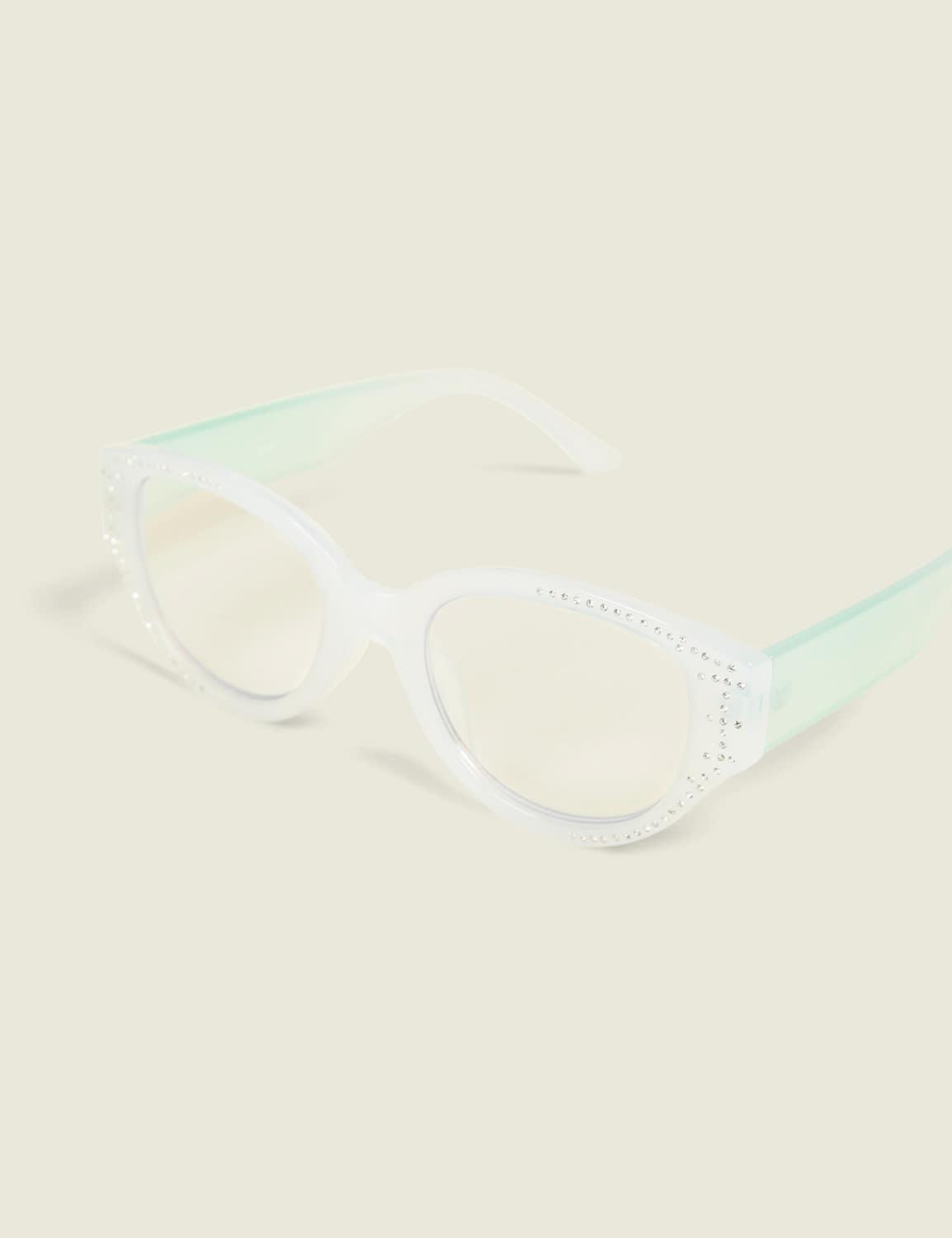 embellished circle reader glasses