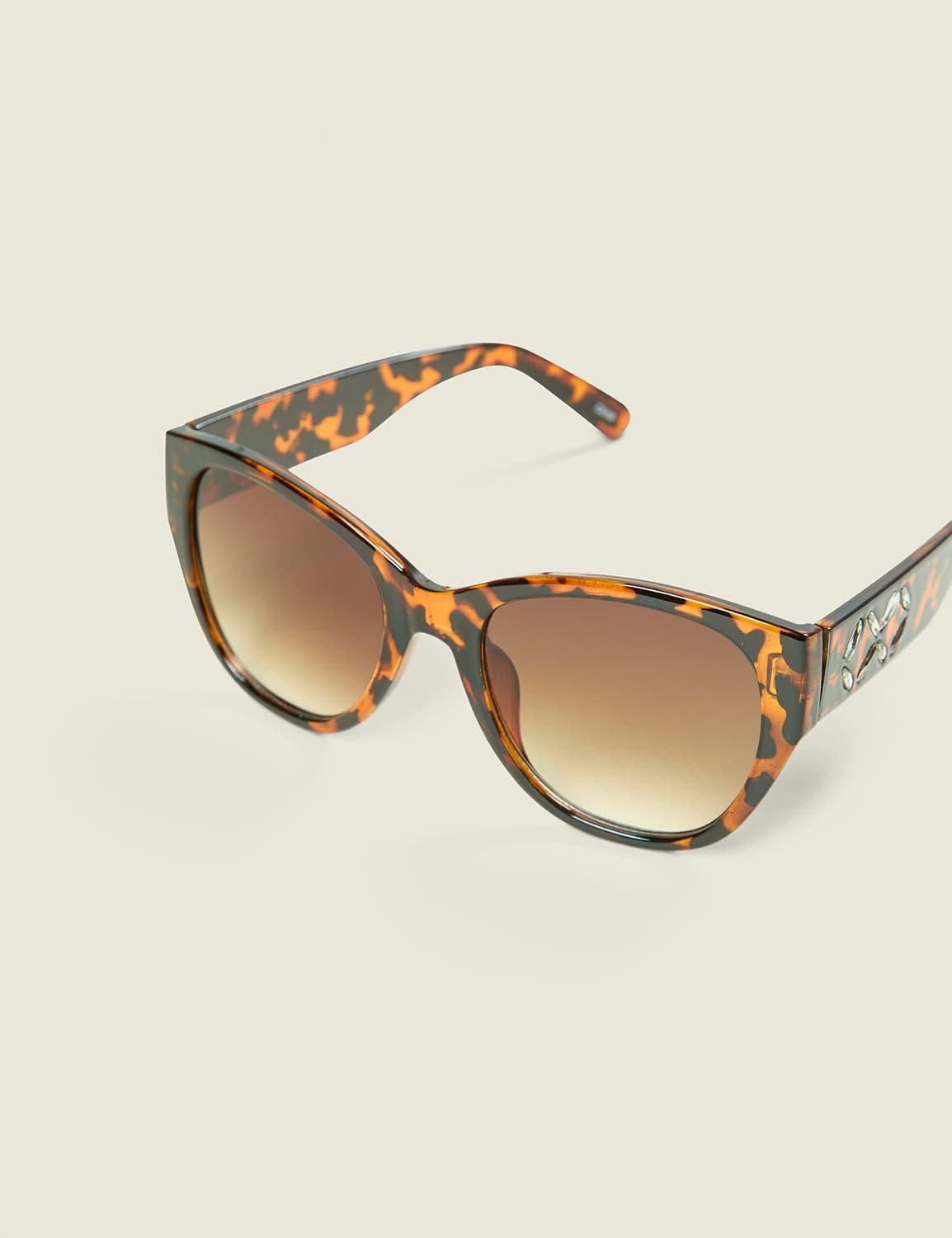 embellished tortoiseshell print cateye sunglasses