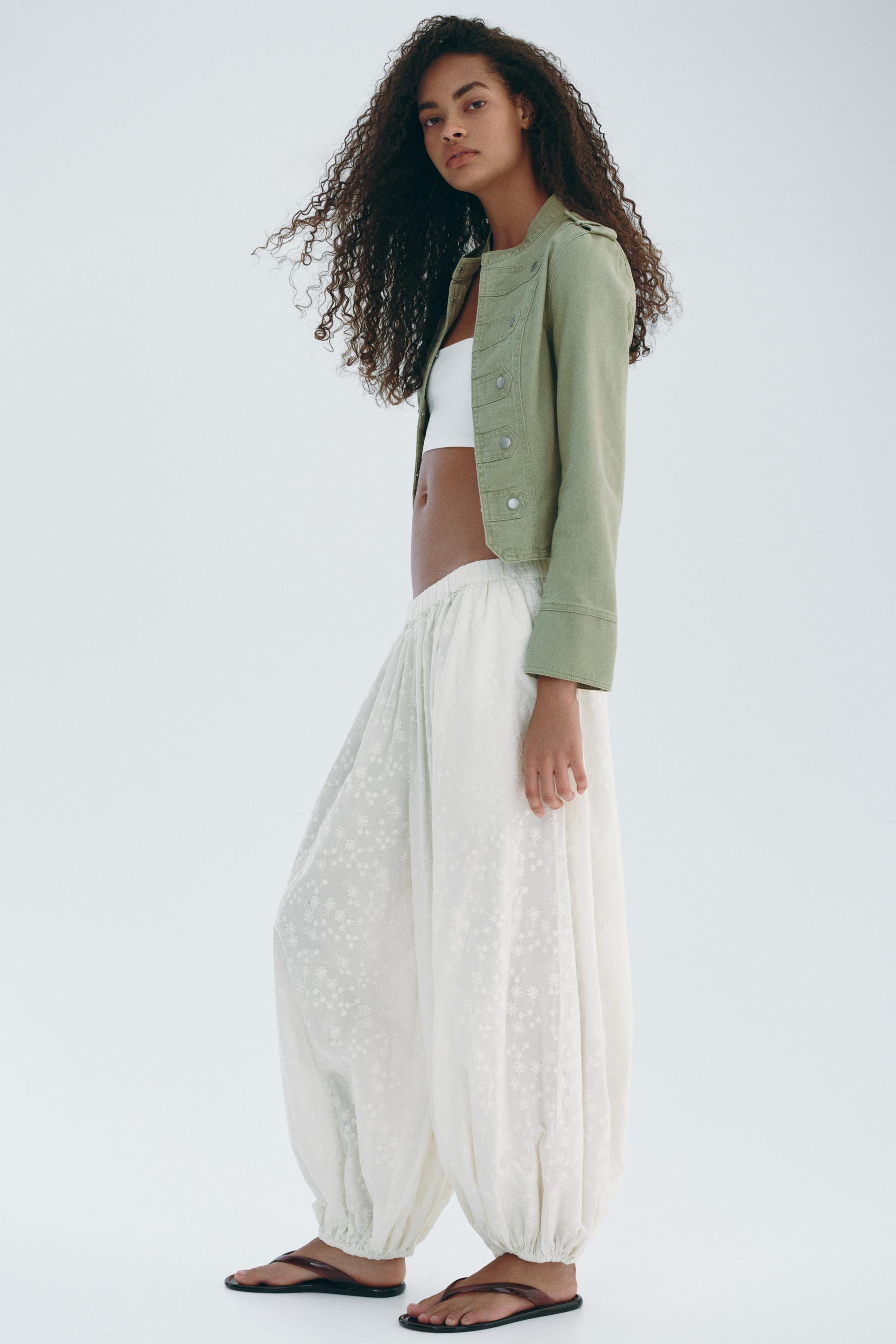 embroidered balloon-leg pants