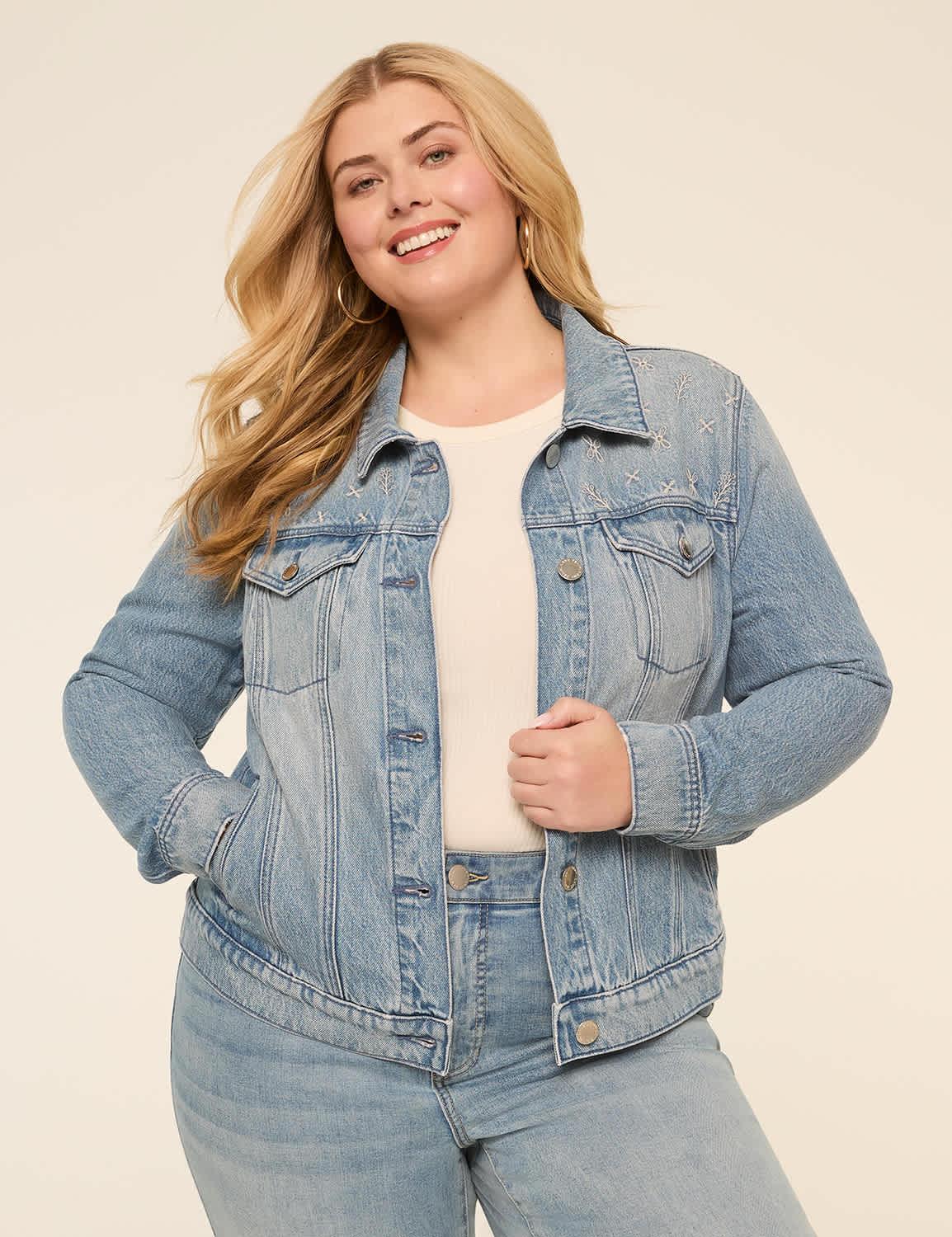 embroidered denim trucker jacket