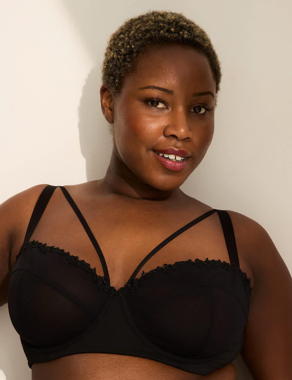 embroidered mesh unlined balconette bra