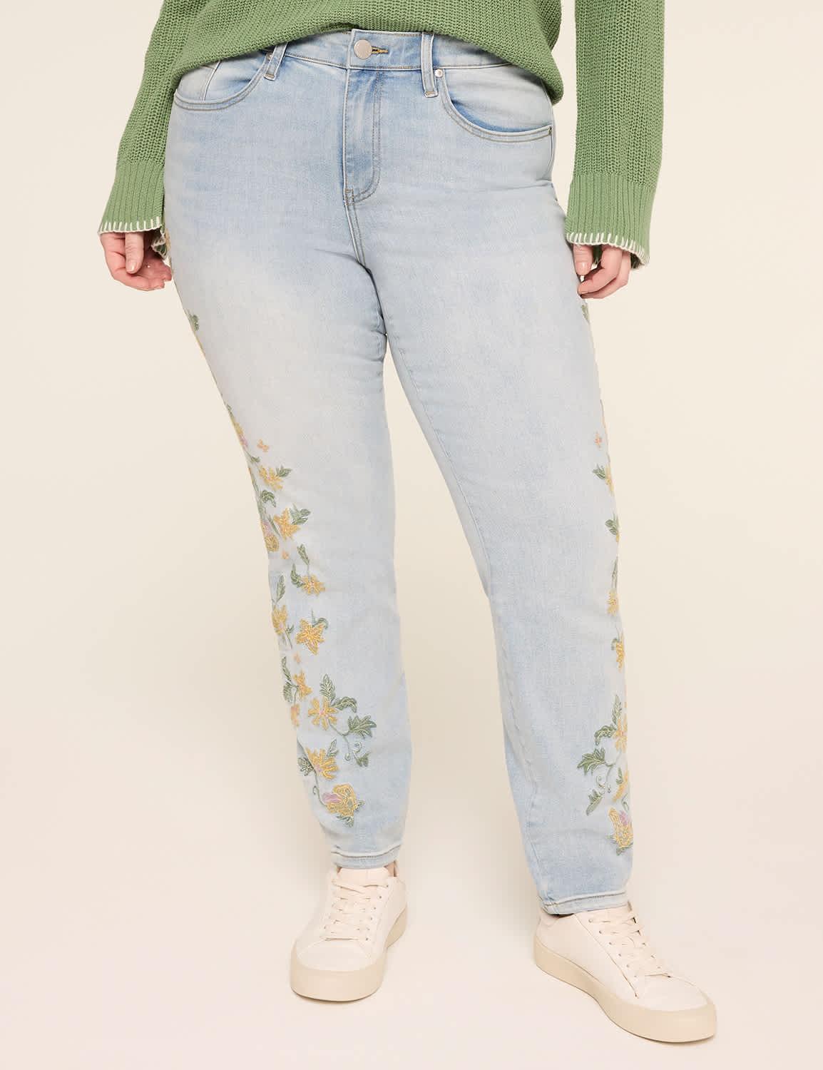 embroidered skinny jean