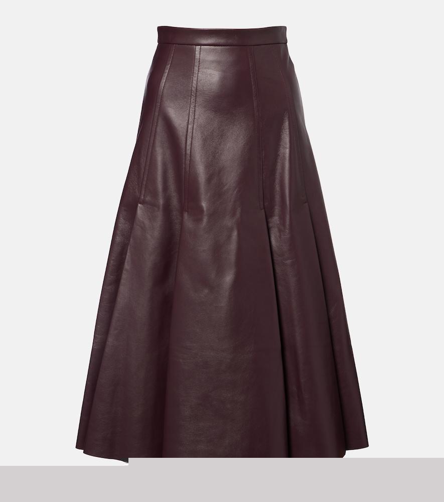emilia wickstead kensie high-rise leather midi skirt