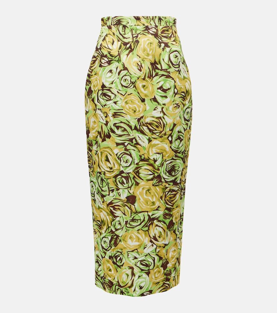 emilia wickstead lorelei floral twill pencil skirt