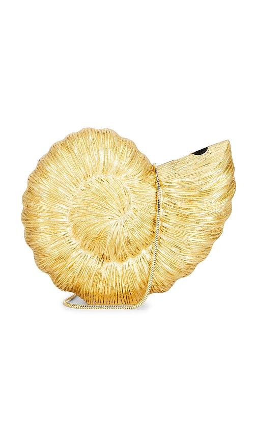 emm kuo kahala circular sea shell in metallic silver.