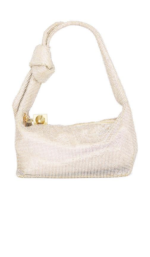 emm kuo waverly crystal mesh mini hobo in metallic gold.