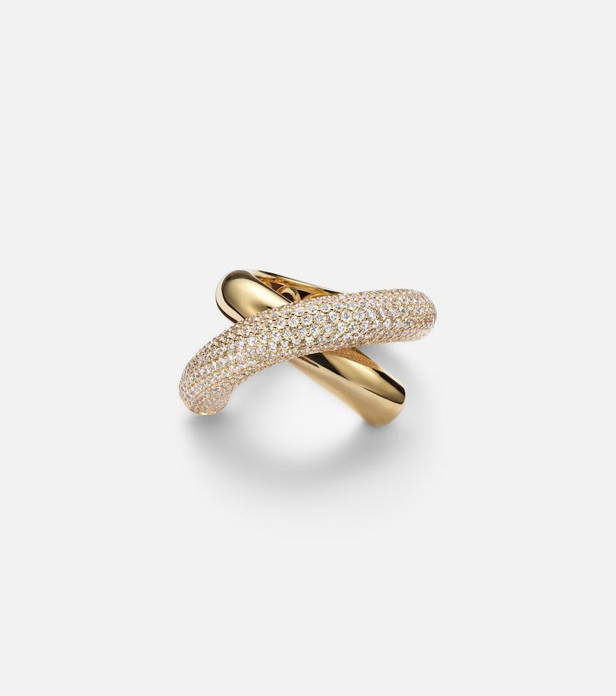 engelbert cross loop big 18kt gold ring with diamonds