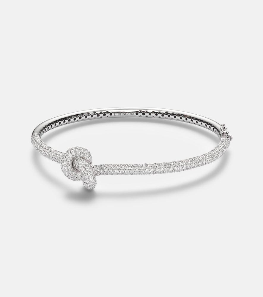 engelbert legacy knot 18kt white gold bangle with diamonds