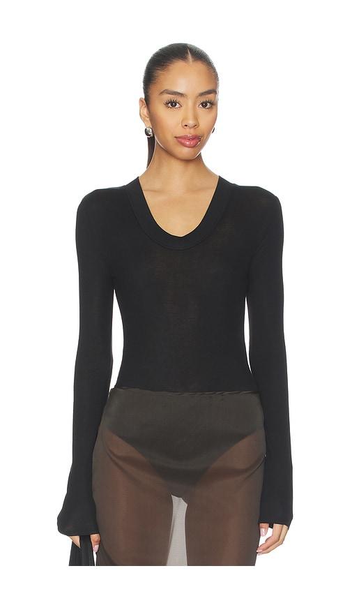 entire studios circle neck bodysuit in black. - size l (also in m, s, xl, xs)