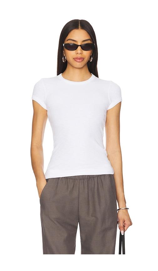 enza costa cap sleeve crew tee in white. - size l (also in m, s, xs)