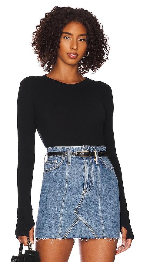 enza costa cashmere easy cuffed crew in black. - size m (also in xs)
