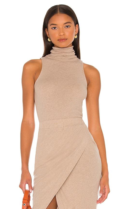 enza costa cashmere halter turtleneck in tan. - size l (also in xl)
