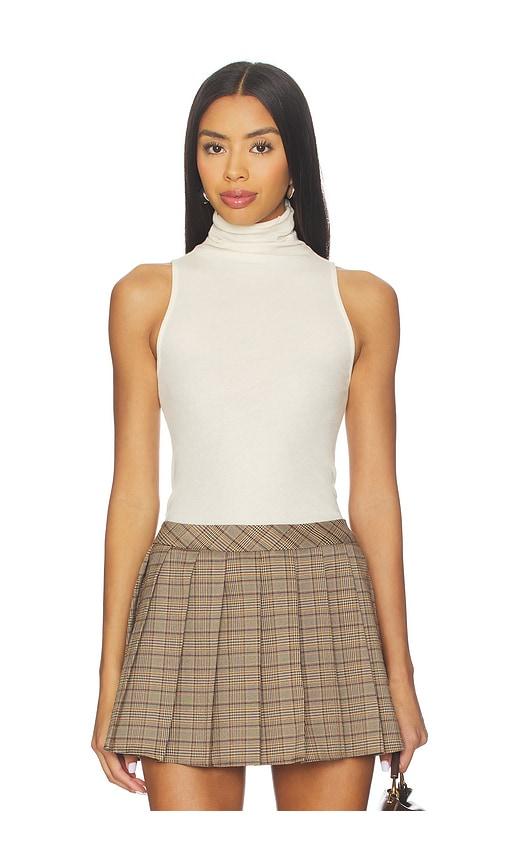 enza costa cashmere halter turtleneck top in neutral. - size l (also in xs, m)