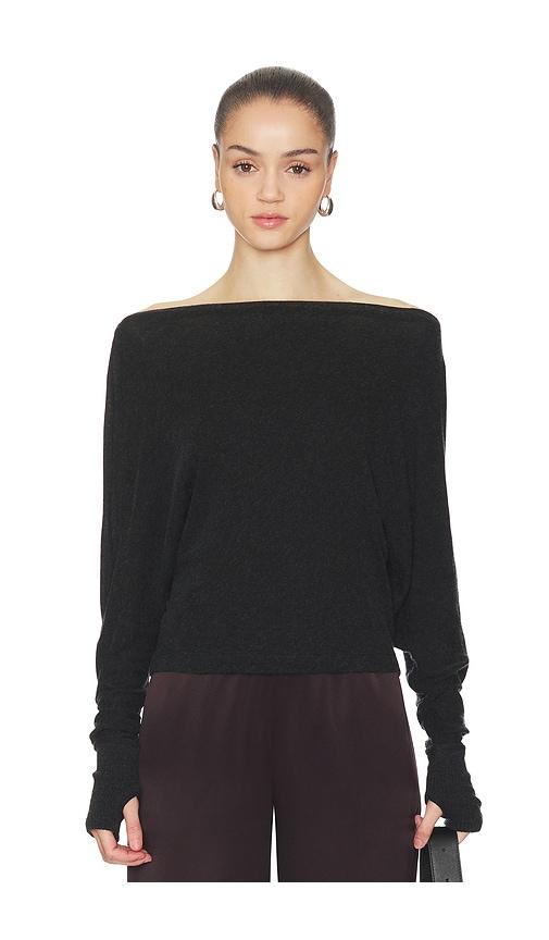 enza costa cashmere jersey dolman top in black. - size l (also in s)