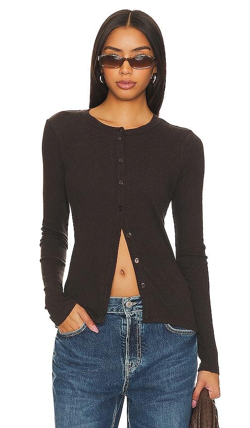 enza costa cashmere long sleeve cardigan in brown. - size m (also in xs, s, l, xl)