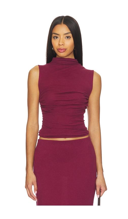 enza costa cashmere sleeveless twist top in burgundy. - size m (also in s)