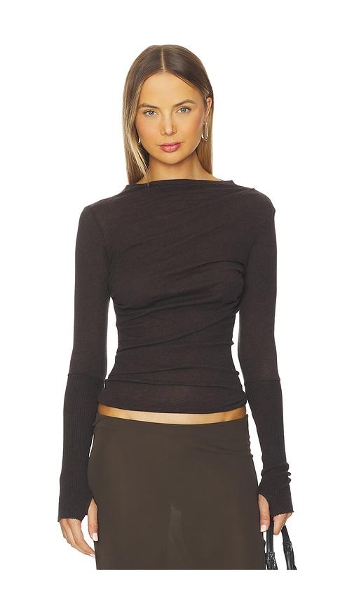 enza costa cashmere twist top in brown. - size l (also in xs, s, m, xl)