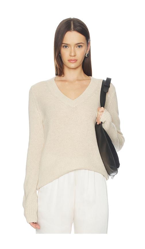 enza costa cashmere v-neck pullover in beige. - size l (also in m, xs)