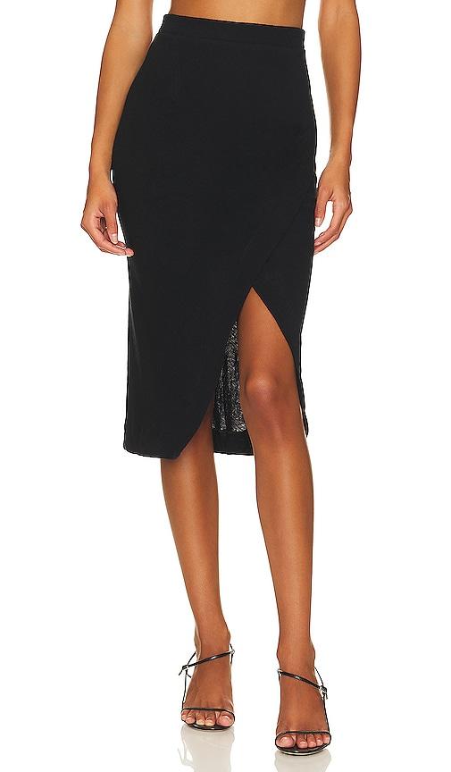 enza costa cashmere wrap skirt in black. - size m (also in xs, s)