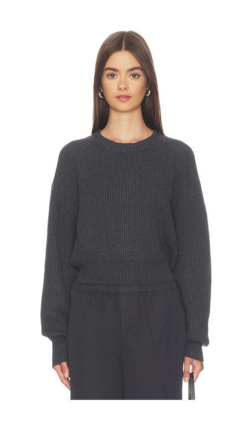 enza costa cotton cashmere raglan sweater in charcoal. - size m (also in s)