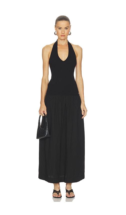 enza costa cotton halter dress in black. - size m (also in xs, s, xl)