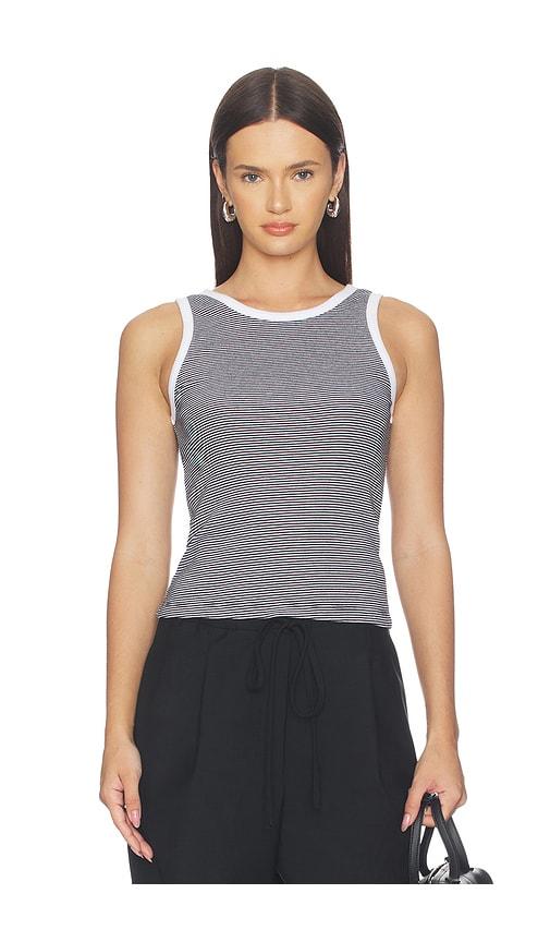 enza costa cotton mini stripe tank in black & white. - size l (also in xs, s, m, xl)