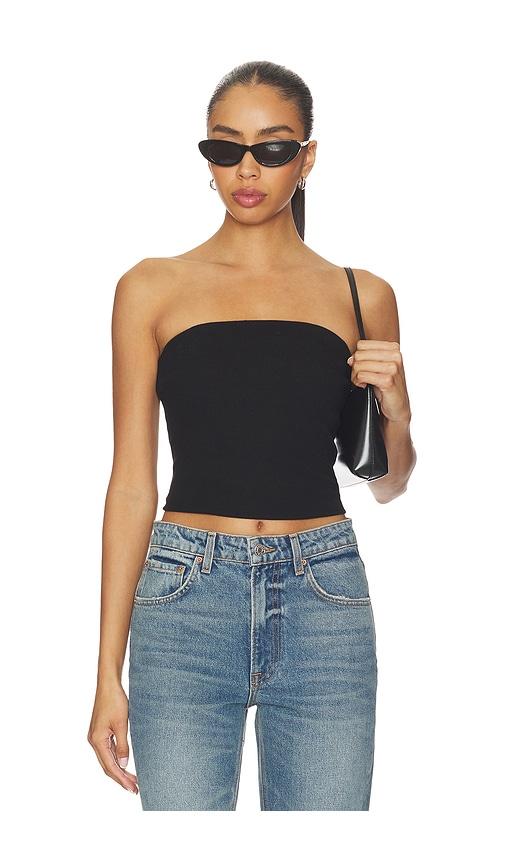 enza costa cotton rib bandeau top in black. - size s (also in xl)