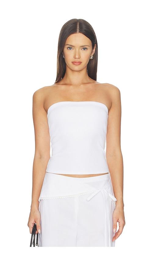 enza costa cotton rib bandeau top in white. - size l (also in xs, s, xl)