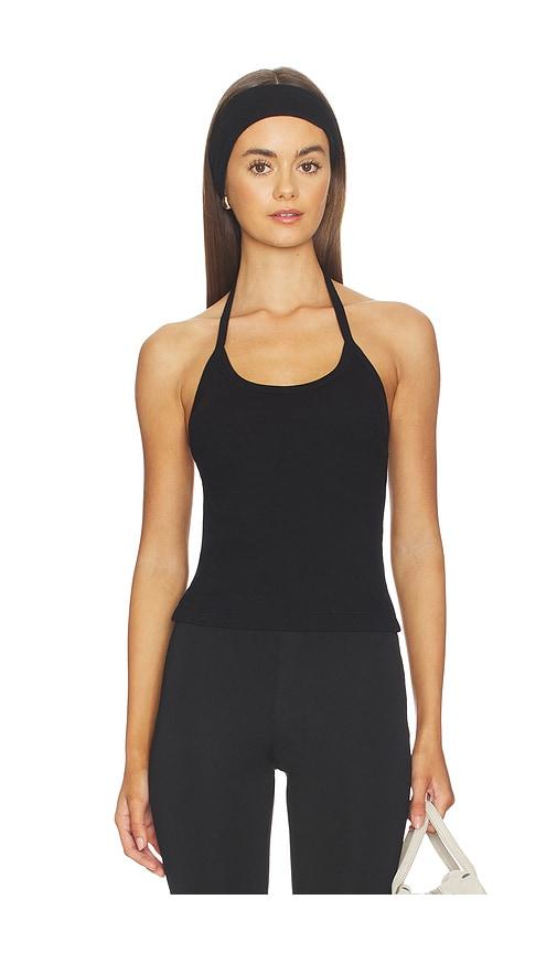 enza costa cotton rib halter in black. - size l (also in m, s)