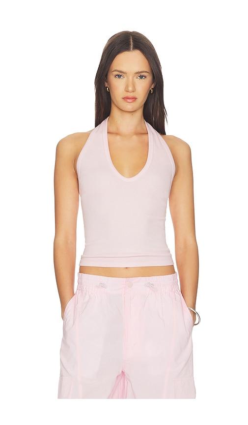 enza costa cotton rib u halter in rose. - size m (also in s, xl)