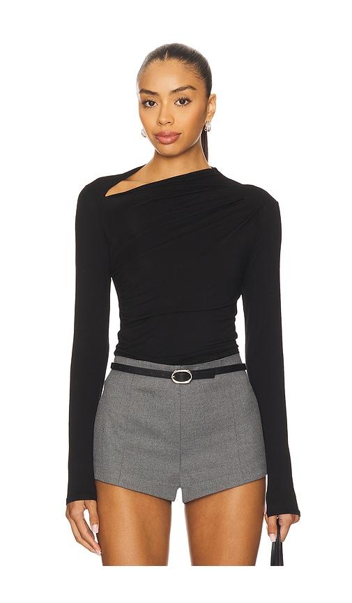 enza costa fluid jersey slash top in black. - size s (also in xs)