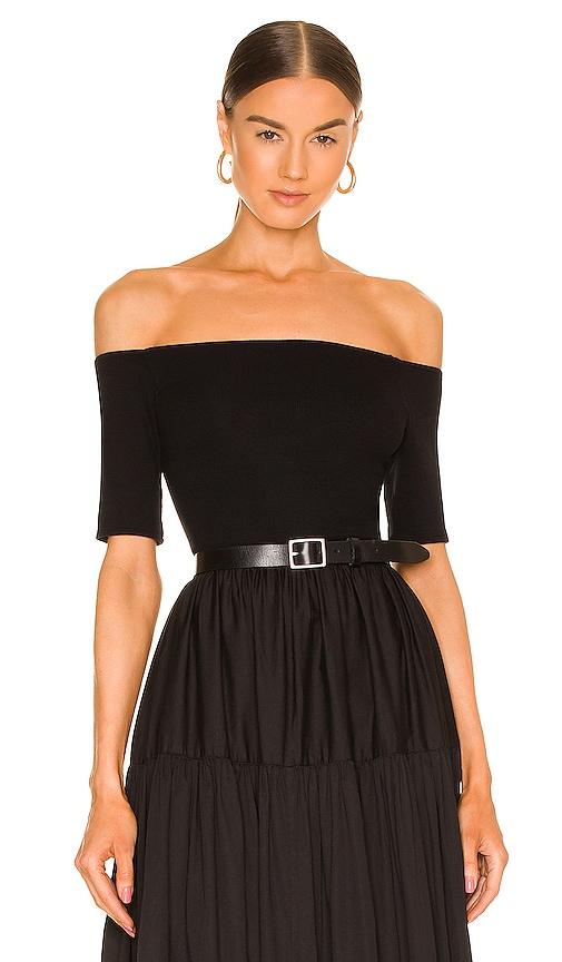 enza costa half sleeve off-shoulder top in black. - size m (also in s, xs, l)