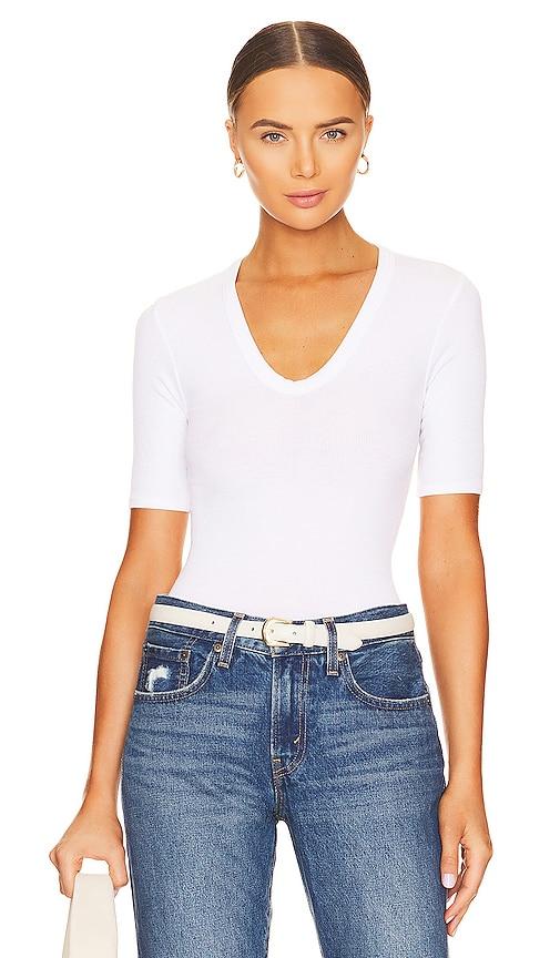 enza costa half sleeve top in white. - size m (also in xs, s, l, xl)